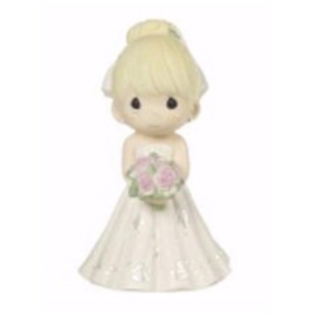 DWELLINGDESIGNS 5 in. Figurine Bride Wedding Cake Topper - Blond Hair Light Skin Tone DW1684160